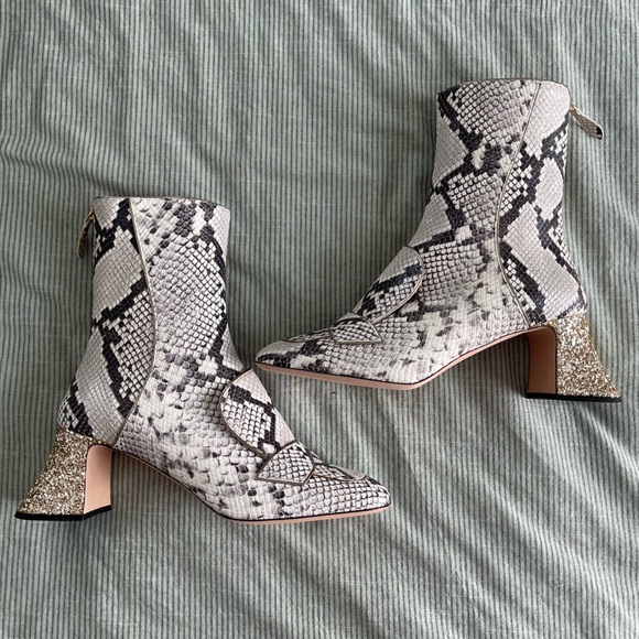 ROCHAS PARIS *BRAND NEW* | Python Glitter Ankle Bootie | IT 40 - Picture 7 of 15